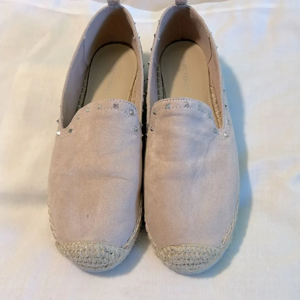 Ladies Marc Fisher Pink Suede Rockstud Espadrilles Size 9.5
